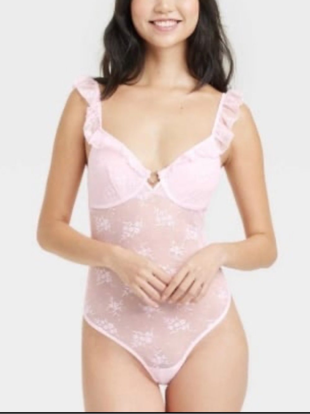 Baby Pink Lace Bodysuit Lingerie Size XL - Picture 4 of 4